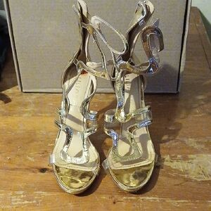 Liliana Shiny Gold Strappy Heels